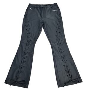 Air Jordan Cactus Jack Leather Pants Womens 12 NWT Travis Scott Lace Up Black